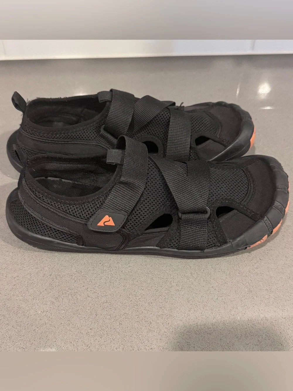 Ozark Trail Black Outdoor Sandals with Orange Accent